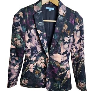 Antonio Melani Womens Size 0 Floral Print Blazer Abstract Career Business Jacket